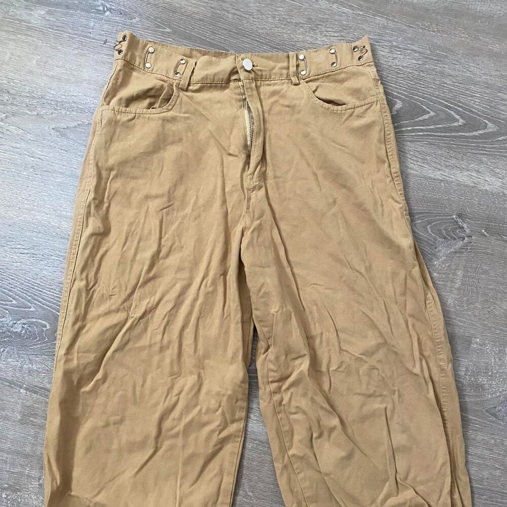 Brown Parachute Pants Adjustable Waist